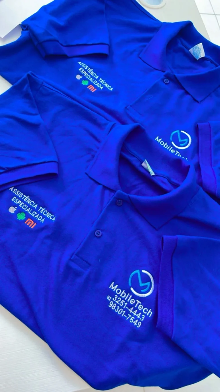 Camisas polo azuis personalizadas com logomarca